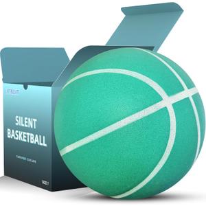 Silent Basketball Size 7 (29.5") Grooved Airless Foam Indoor Basketball for Quiet Dribbling and Indoor Training, Pro PU Material Achieve Real Feel Higher Bounce Quieter