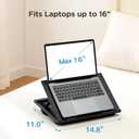 Adjustable Laptop Stand with 8 Angles - Dual Cushion Desk for Sofa, Bed, Car or Work Table by HUANUO (11"D x 14.8"W x 5"H, Black)