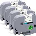 Label Maker Refill 1/2" Black on White Compatible for Brother P-Touch Label Tape TZe TZ Tape 12mm 0.47 Laminated White, for PT PTD410 PTD210 D210 D220 H110 D410 P710BT Printer, 3 Pack