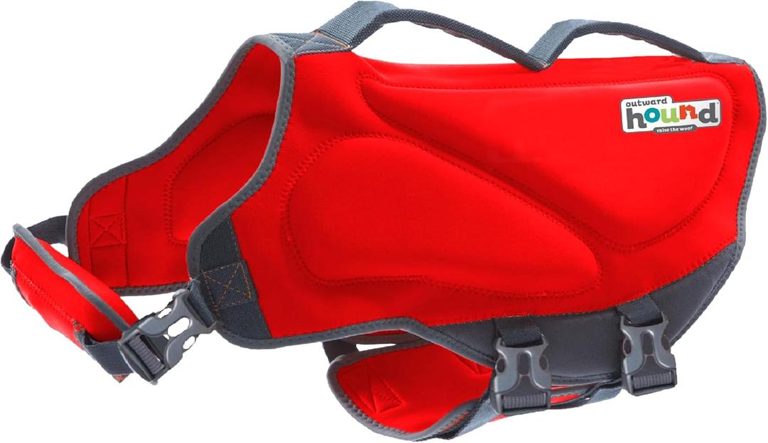 Outward Hound Dawson Swim Dog Life Jacket, High-Performance Neoprene Dog Life Vest for Swimming, Boating, and Water Safety, Large, Red (Large (Chest Girth: 28"-32"))
