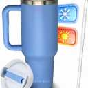 Vessel
40oz Insulated Stainless Steel Travel Tumbler with Handgrip for Coffee, Tea, Smoothies - Light Blue Beverage Cup with Handle and Straw Lid - Leakproof and Reusable Mug