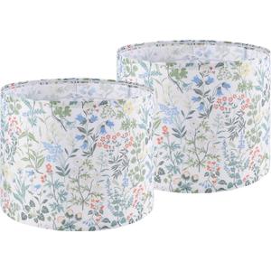 GO&SO 2pcs Floral Drum Lamp Shades For Table Lamps - 13" Top x 13" Bottom x 10" High(Spider), Modern Medium Lamp Shade for Floor&Bedside Lamp, Natural Linen - Lampshades Replacement, Assembly Required (Multicolour-4)