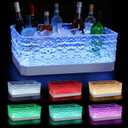 LED Light Up Plastic ice buckets for parties 15L large Clear beverage tub 7-color LED light ice buckets For Champagne Beer Cocktails Family Gathering Bar Nightclub Essential (Ice Texture)