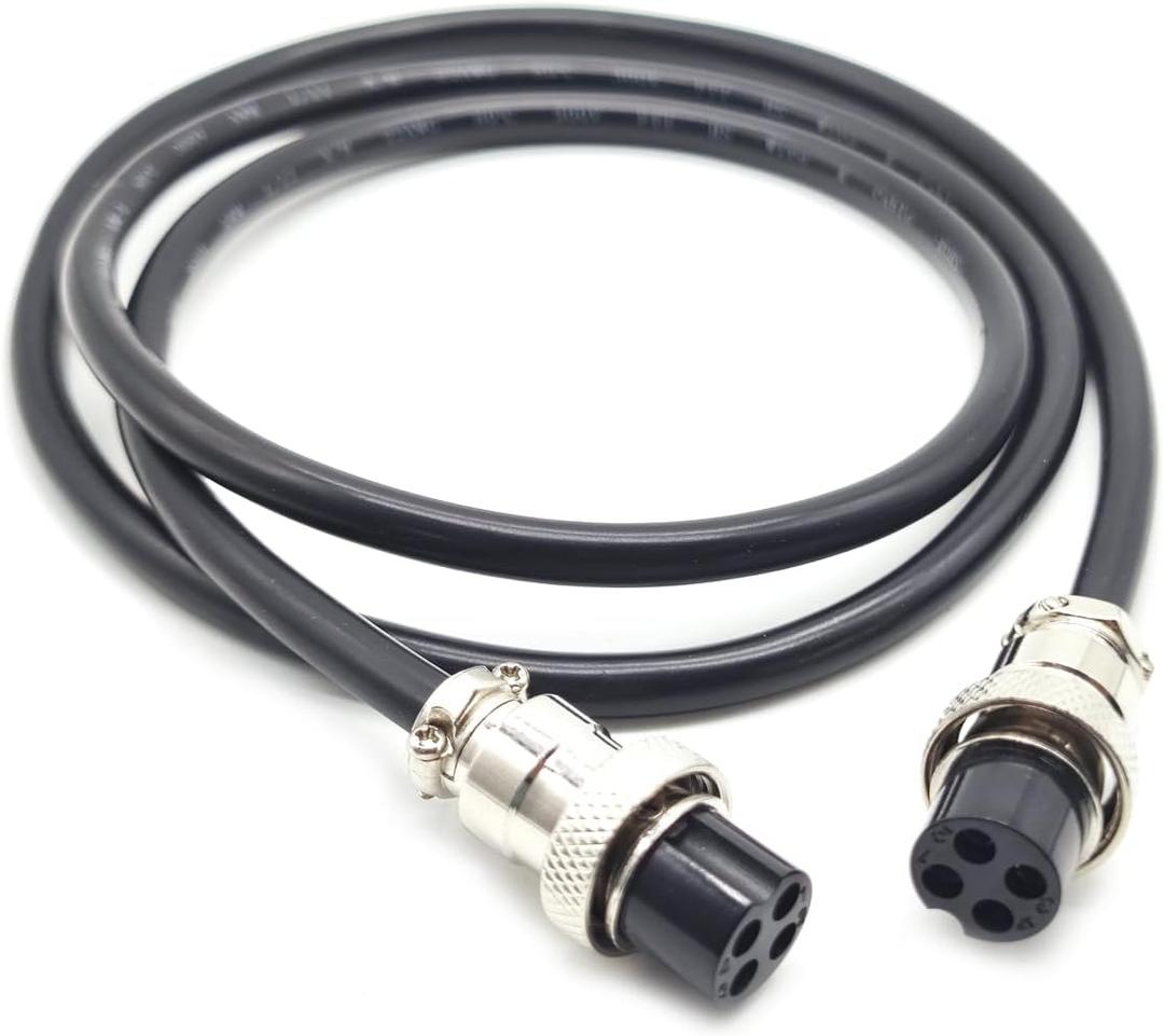 16.4 ft GX16 4 Pin Cable Double Female Head Aviation Cordset, GX16 4 Pin Panel Mount Circular Metal Aviation Connector Adapter Female to Female 20AWG (5Meter)