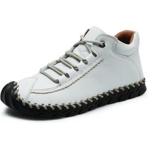 Chukka Boots Casual Fashion Oxford Dress Boots Leather Lace Up Desert Ankle Boots Classic For Men Lightweight Anti Handmade (12, White)