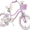 Bixike Princess Style Girls Bike with Basket for 2-13 Years Old Kids and Toddlers, 12 14 16 18 Inch Bicycle for Children with Training Wheels and Streamers, 20 Inch with Kickstand, Multiple Colors