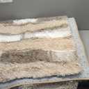 Fluffy 6x9 Feet Beige Large Shag Striped Area Rug, Rectangle Plush Fuzzy Rugs for Living Room, Soft Shaggy Carpets for Bedroom, Indoor Non Slip Washable Carpet Girls Kids Room Home Decor