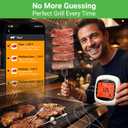 NutriChef Bluetooth Meat Thermometer for Grilling and Smoking, up to 6 Temperature Probes and Smart APP, 400 Ft Range, LCD