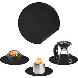 Apipi 39'' Fire Pit Mat Compatible with Solo Stove Ranger - Fireproof Grill Mat Deck Patio Protector, 3-Layer Reusable Easy to Clean Round BBQ Mat for Outdoor Camping Accessories, Black