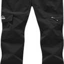 YSENTO Women's Hiking Pants Lightweight Stretch Quick Drying UPF 50 Camping Travel Work Cargo Pants 6 Pockets (Black)5XL
