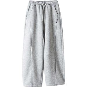 Boys Baggy Sweatpants Straight Leg Open Bottom Casual Sweat Pants Elastic Waist Joggers Pants with Pockets Fall Winter (13-14 Years, Grey)