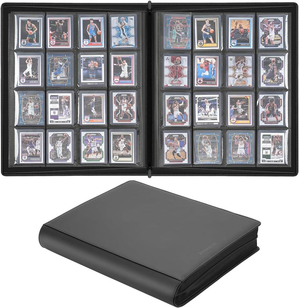 16-Pocket Toploader Binder Holds 640 3"x 4" 35PT Toploaders, Card Collection Albums with Sleeves for Sports Cards Rigid Cards