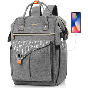 MOMUVO Laptop Backpack for Women, 15.6 Inch Laptop Bag Work Backpack with USB Charging Port, School Bookbag College Backpack, Suitable for Work,Travel, Business (Grey)