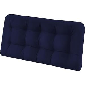 Tufted Bench Cushions for Outdoor Furniture, 44" x 19" Porch Swing Cushions Filled with Foam, Overstuffed Patio Cushions for Bench Loveseat with 2-3 Seats,Thick and Water Resistant, Navy