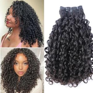 16A Double Weft Pixie Bouncy Curly Human Hair Bundles 18 20 20 Inches Burmese Curly Human Hair Bundles 3C4A 100% Unprocessed Brazilian Raw Virgin Hair Extensions Quick Weave Extensions Natural Color