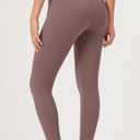 ODODOS 2-Pack Full Length High Waist Workout Leggings with Pockets for Women, 28" Tummy Control Athletic Yoga Pants, Black+Purple Taupe, X-Large (XL)