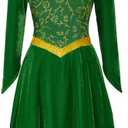 Willyacos Princess Costume Adult Women Green Velvet Cosplay Dress Halloween Outfit (Green, S)