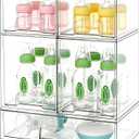 Baby Bottle Organizer Stackable, Acrylic Storage Drawers 5 pack with Non-Slip Pads, Pull-Out Drawers for Baby Bottle, Pump Parts, Pantry, Vanity Countertop (4.4" and 7.6" Tall and 12.1" Wide)