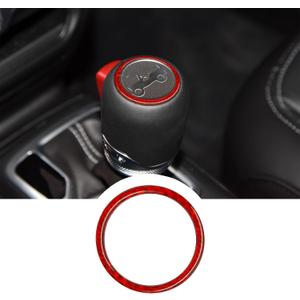 RUIANTE Compatible with Carbon Fiber Gear Shifter Decoration Ring Sticker Interior Accessories for Jeep Wrangler JL JLU 4XE Rubicon Gladiator JT 2018 2019 2020 2021 2022 2023 2024 2025(1Pcs Red)