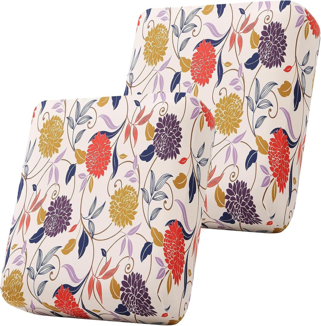 Smiry Printed Couch Cushion Covers, Stretch Soft Couch Covers for Sofa, Washable Non-Slip Sofa Slipcover Furniture Protector for Indoor and Outdoor (2 Pack, Orange)