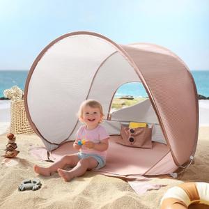 Tiny Land Baby Beach Tent Pop Up Baby Tent with UV Protection, Portable Baby Beach Essentials, 35"x28"x32" Sun Shelter for Infants, Baby Outdoor Use (Pink)