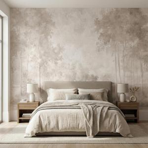 MFWFM Sepia Forest Peel and Stick Wallpaper Landscape Tree Wall Murals, 137" x 96"