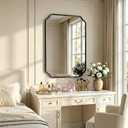 32"x24" Black Wall Bathroom Mirror, Scalloped Edge Vanity Mirror