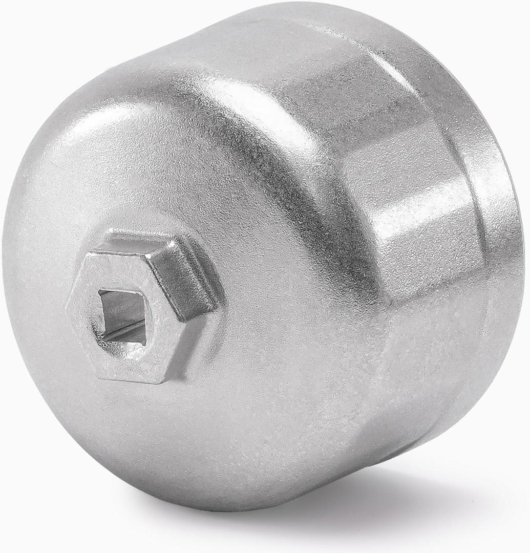 86.4mm 16Flutes Oil Filter Cap Wrench Removal Tool Socket for BMW Engines/for Volvo with 86mm Filter Housing Caps, Silver Heavy-Duty Aluminum