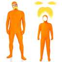 HIYZI Orange Costume Yellow Mustache and Eyebrows Halloween Costume Orange Jumpsuit for Halloween Christmas Festival Party Cosplay Men Women Large