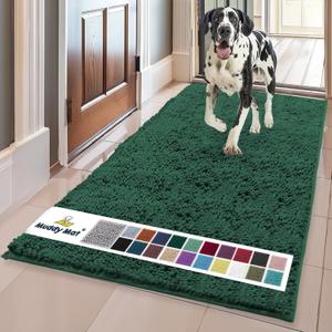 Muddy Mat | Super Absorbent Door Mat Indoor, Microfiber Quick Dry Chenille Entryway Rug, Non-Slip Front Door Mat, Indoor Mats for Entryway, Machine Washable Pet Rug, Dark Green 36"x60"