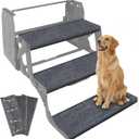 CircleRoad RV Step Covers 22 Inch 3 Pack RV Stair Covers Wrap, Best Fits 8-11" Deep Camper Stairs, RV Step Rugs Gray, Kid & Pet Friendly