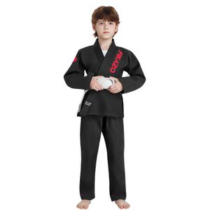 Fikazo Kids BJJ Gi | Brazilian Jiu Jitsu Uniform for Children Durable Pant & Jacket with Belt, One Size
