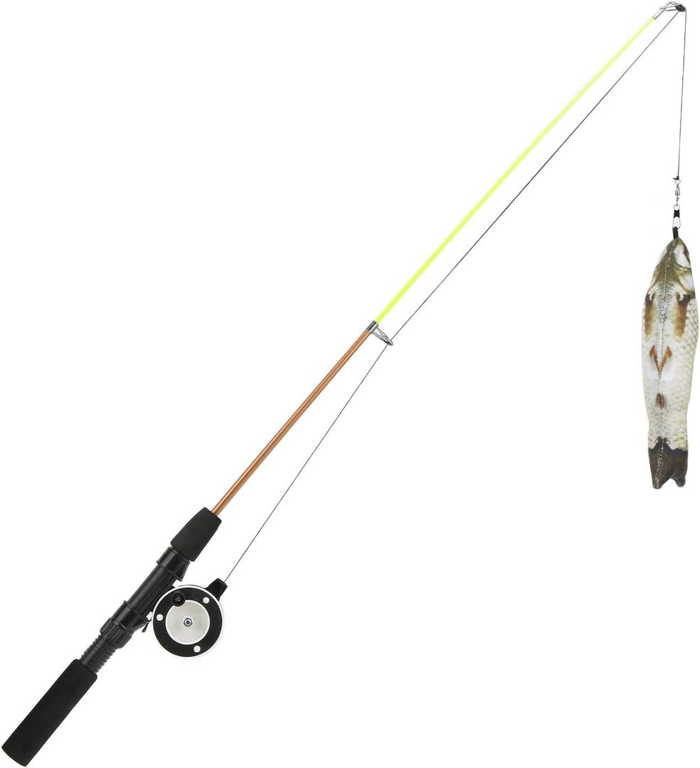 ZJchao Cat Fishing Rod Toy Flexible Telescopic Interactive Stick for Cats Grass Carp Play Fishing Game Pet Entertainment