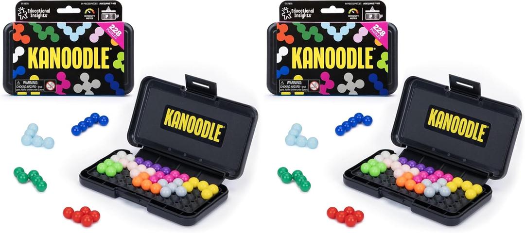 Educational Insights Kanoodle - Original 3D Brain Teaser Puzzle, Single Player Mind Challenge Toys, Handheld Travel Games, Challenging Logic Puzzles and Gifts for Kids, Teens & Adults Ages 7+ (Medium (Pack of 2))