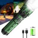 SKYFIRE Rechargeable Flashlights High Lumens with Ambient Lamp:5000mAh Super Bright Flashlight Zoomable 11 Modes 2Colors for Tactical LED Flash Light Survival Emergency Camping Essentials&Gifts-Green