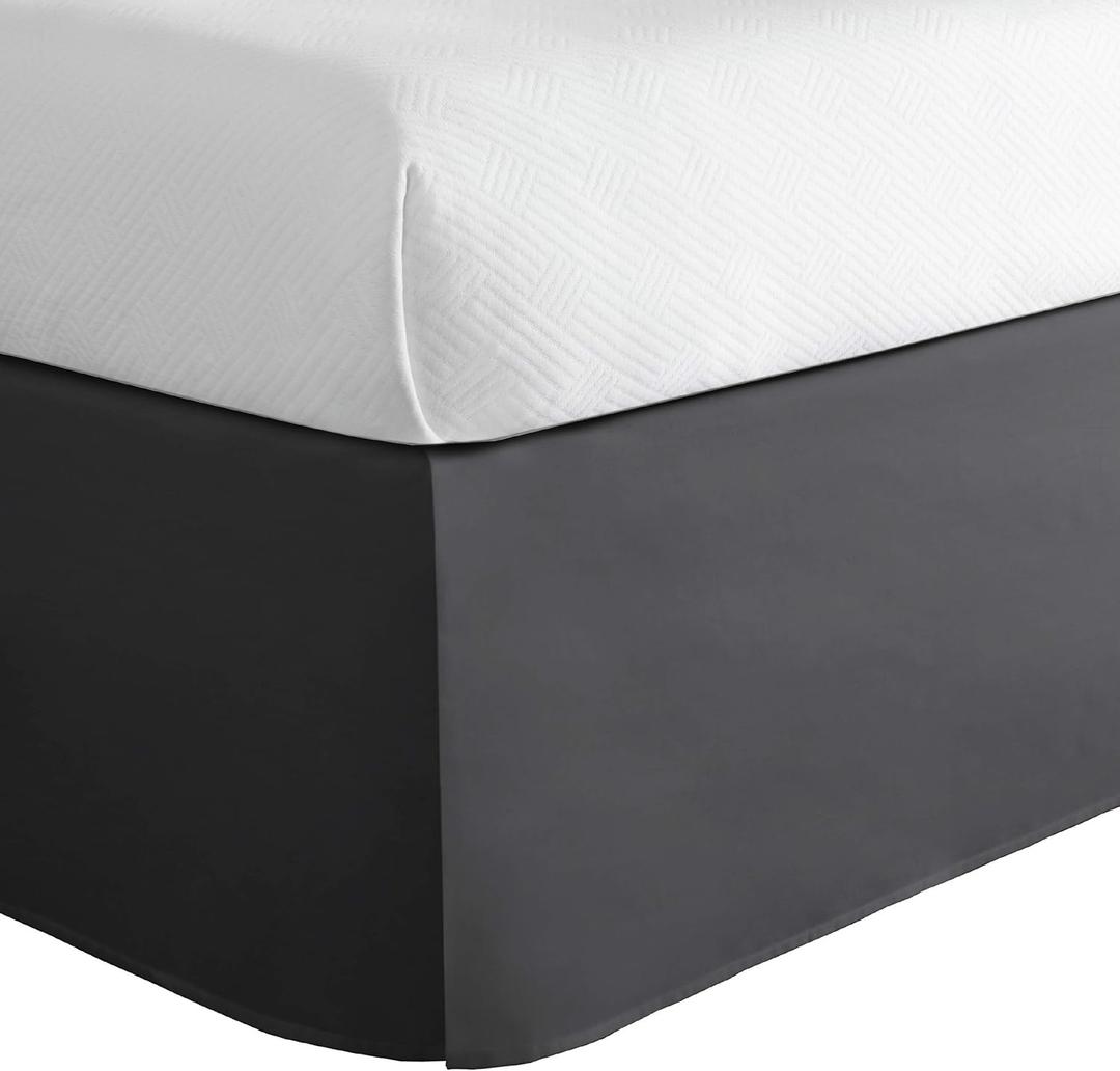 Todays Home Classic Tailored Bed Skirt Dust Ruffle, Cotton Blend Design, 14" Drop Length, King, Grey