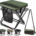 Foldable Backpack Stool for Adults - Portable Camping Stool with Sling Bag, 300lbs Capacity for Camping, Fishing, Hiking, Travel, Picnic (Green)