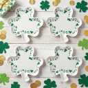 4 Pcs 5.91'' St. Patrick's Day Ceramic Plates Shamrock Candy Dishes Appetizer Salad Platters Clover Serving Bowl for St. Patrick's Day Party Tableware Dinnerware (White with Green)