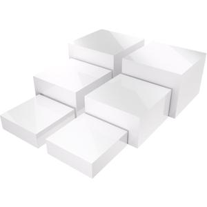 NIUBEE Buffet Risers 6PCS Acrylic: Food Display Risers for Buffet Table Cake Jewelry Figures Show - Cube Dessert Table Display Nesting Riser with Hollow Bottoms (8"*8"*2"+9"*9"*4"+10"*10"*6")(White)