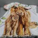 Baby Crib Bedding Set - Highland Cow Design Nursery Bedding 3 Pcs Set - Chic Soft Blanket, Sheet, Pillowcase for Newborns Boys Girls Gifts Color25