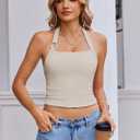 Avidlove Halter Tops for Women Double Lined Sexy Ribbed Crop Tank Top Backless Going Out Cami Slim Fit Y2K Outfits (L)