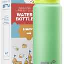 Insulated Water Bottle 24 oz-Stainless Steel Vacuum Wide Mouth Sports Water Bottle for School-Reusable Metal Leak Proof Water Flask for Girls Boys (Opal Green)