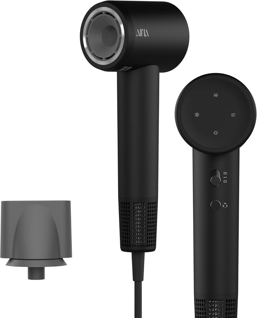 AINA Hair Dryer, Blow Dryer - Brushless Motor, 110,000 RPM Lightweight, Ionic Travel 110V/ALCI Plug(Vader Black)