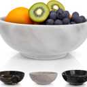 Gusto Nostro 8" Luxury White Marble Decorative Bowl for Coffee Table - Elegant Modern Fruit Bowl for Kitchen Counter - Heavy Stone Entryway Catch all for Keys, Jewelry, Potpourri Holder - Medium Size