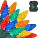 Brightever C3 Battery Operated Christmas Lights Outdoor, 20FT 50LED Battery Christmas Lights with Timer & 8 Lighting Modes, Waterproof Strawberry Light for Xmas Tree Wreath, Multicolored, 1-Pack
