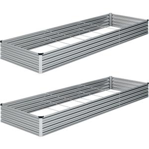10x3x1FT(2PCS) Galvanized Raised Garden Bed Kit Metal Planter Boxes,Large Outdoor Planters Garden for Planting Vegetables,Flowers,Herbs -Silver