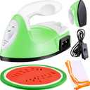 Honoson Mini Craft Iron, Small Portable Heat Press Heat Transfer Machine with Mesh Cloth Pressing Cloth Pad Silicone Pad, Charging Base Accessories for T Shirt Shoe DIY Bag(Green)