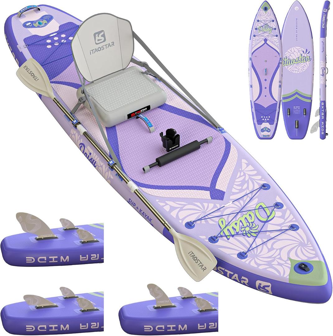 Daisy 11'6  35 Extra Wide Paddle Board with Seat, One-Stop Premium SUP Board Accessories, Tailored 5 Fins, Stable Stand Up Paddle Boards for Youth of All Skill Levels (Violet & Purple)