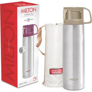 Milton Thermos for Hot Drinks 1000 ml (34 oz), 24 Hours Hot and Cold, Stainless Steel Water Bottle, Double Walled Vacuum Insulated Flask for Hot Coffee, Thermosteel, Leak Proof, Glassy, Grey (33.8 Ounces, Gray)