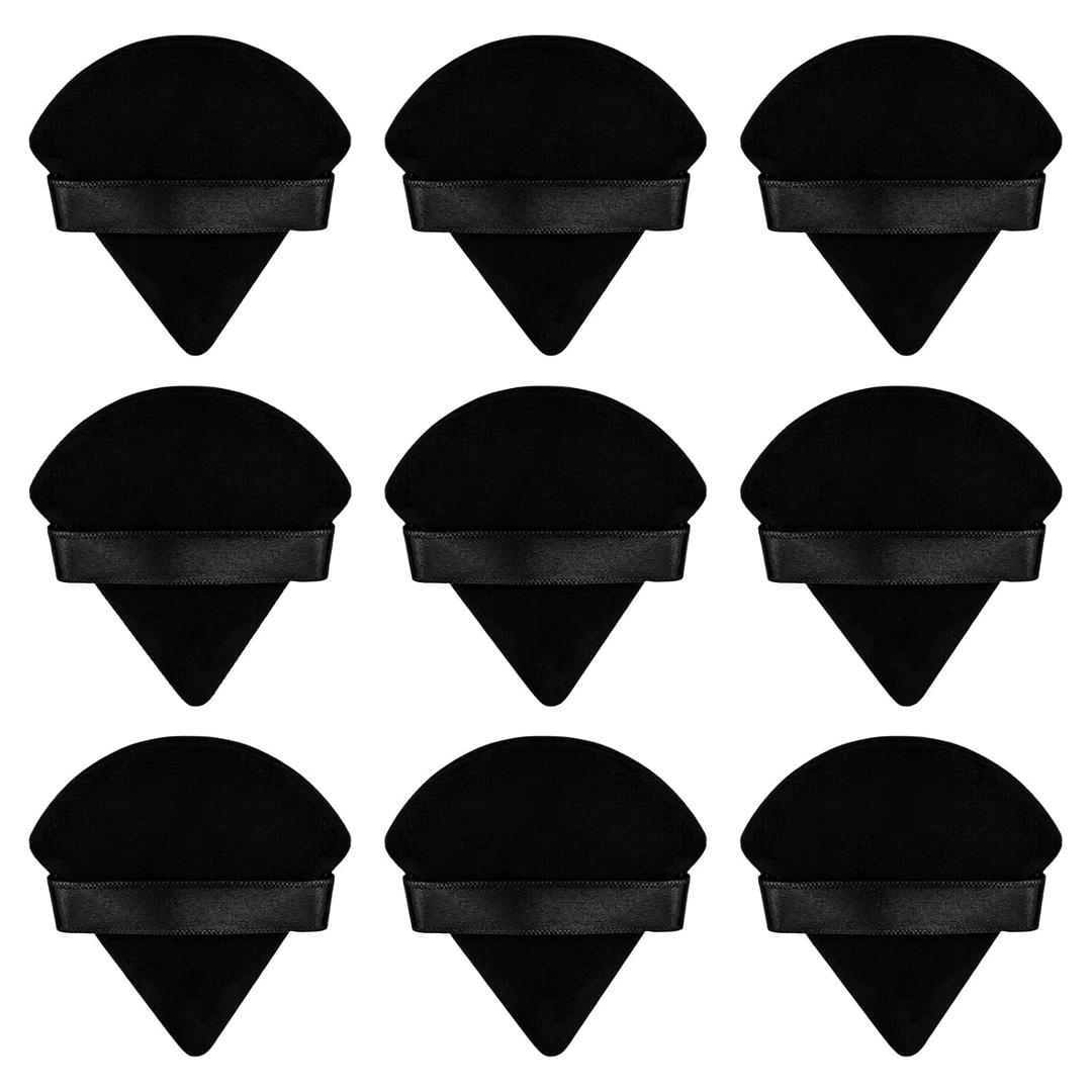 4 x Flytianmy 9Pcs Triangle Powder Puffs, Face Makeup Puff for Body Loose Powder Beauty Makeup Tool Black (1 Count (Pack of 9))